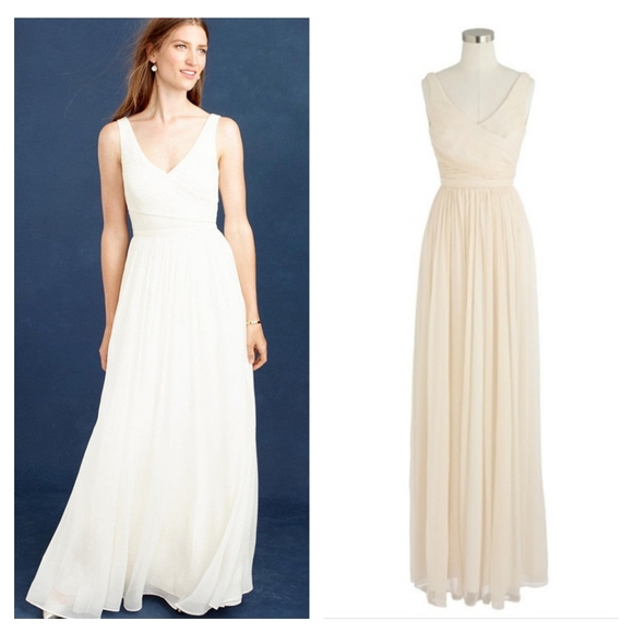 J.CREW SILK CHIFFON LONG HEIDI WEDDING BALL GOWN 10 IVORY LONG DRESS - Picture 1 of 5